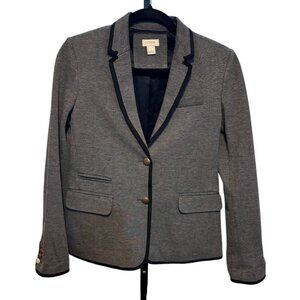 J. Crew Knit Tipped Gray Black Trim Blazer